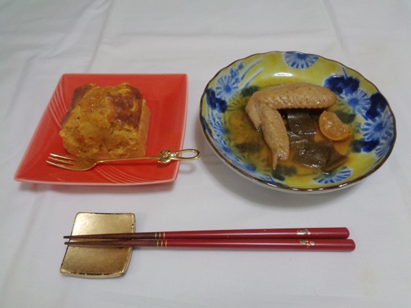 花ゆずケーキと花ゆずのチキン煮